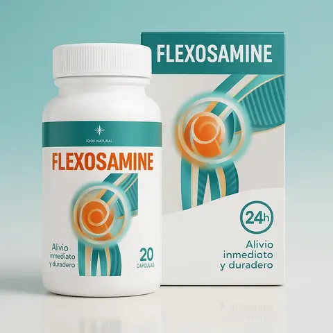 Flexosamine cápsulas para articulaciones en Colombia: frasco de 20 cápsulas y caja