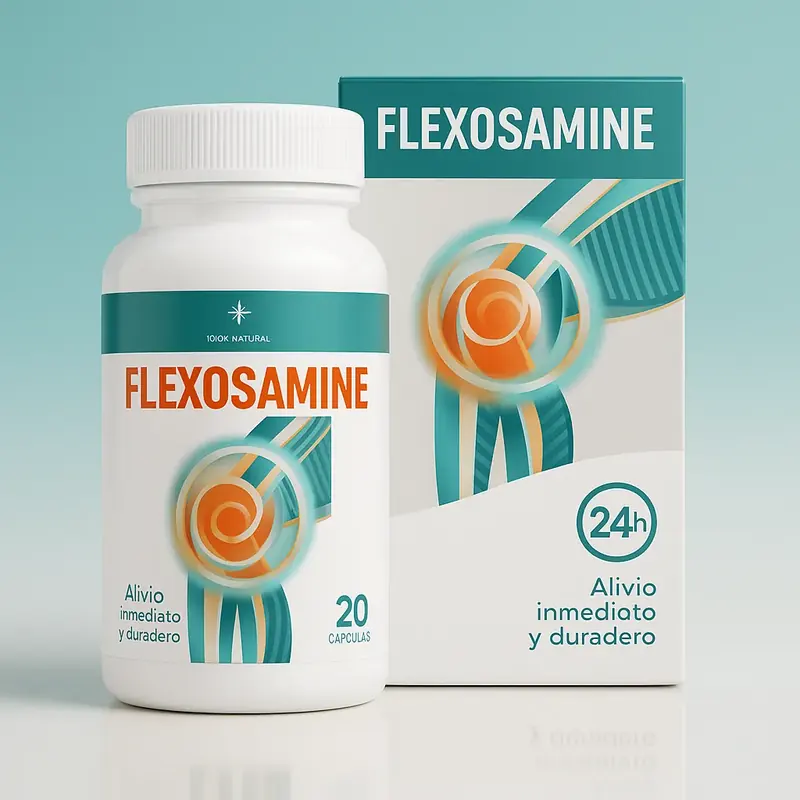 Flexosamine cápsulas para articulaciones en Colombia: frasco de 20 cápsulas y caja